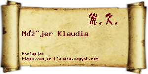 Májer Klaudia névjegykártya